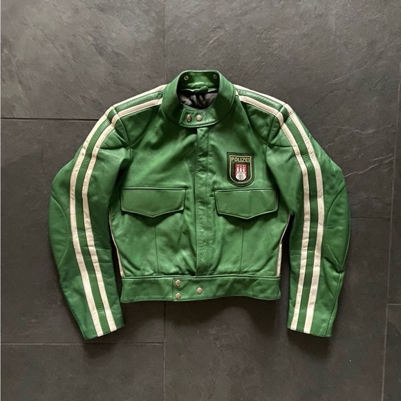 Vintage German Polizei Police Leather Jacket - Picture 2 of 4